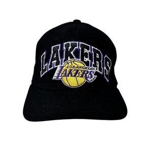 Vtg 90's Los Angeles LA Lakers Starter Wool Black Fitted Flex Hat Cap Rare